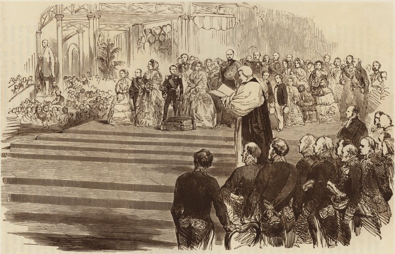 Abertura do Palácio de Cristal, a Oração do Arcebispo, 1854 de English School