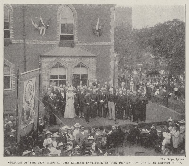 Abertura da Nova Ala do Instituto Lytham pelo Duque de Norfolk no dia 17 de Setembro (gravura) de English School