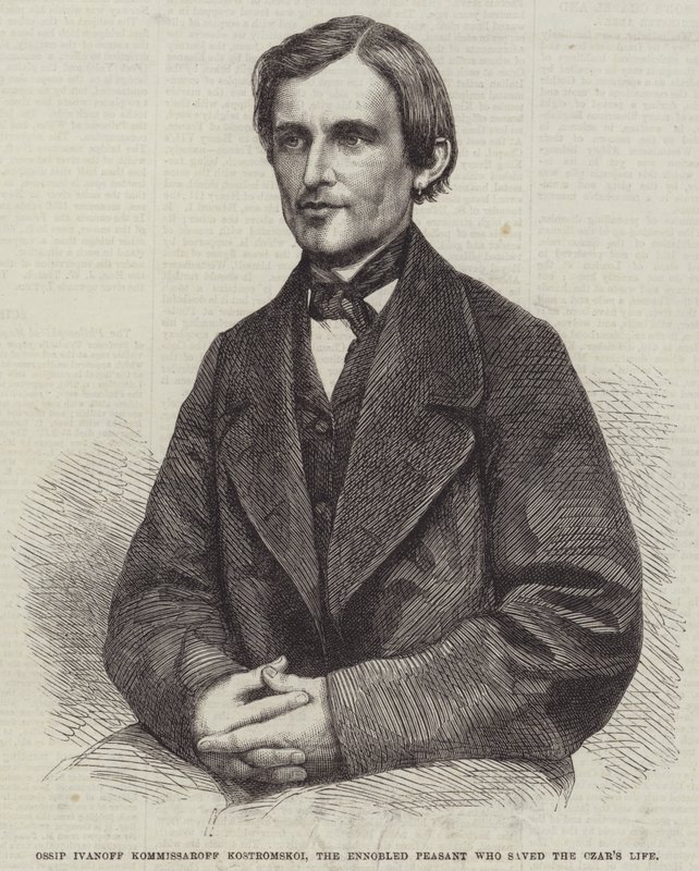 Ossip Ivanoff Kommissaroff Kostromskoi, o camponês enobrecido que salvou a vida do Czar (gravura) de English School