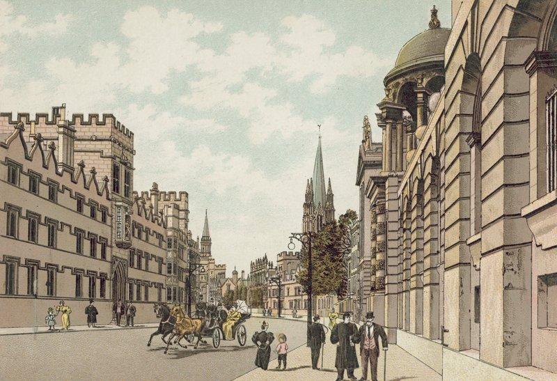 Oxford: High Street (litografia a cores) de English School