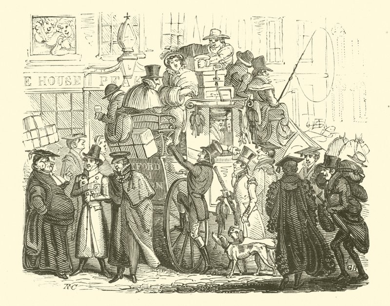 Oxford To London Coach (xilogravura) de English School