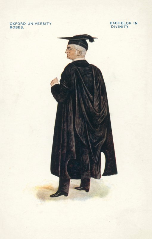 Vestes da Universidade de Oxford: Bacharelato em Divindade (litografia a cores) de English School
