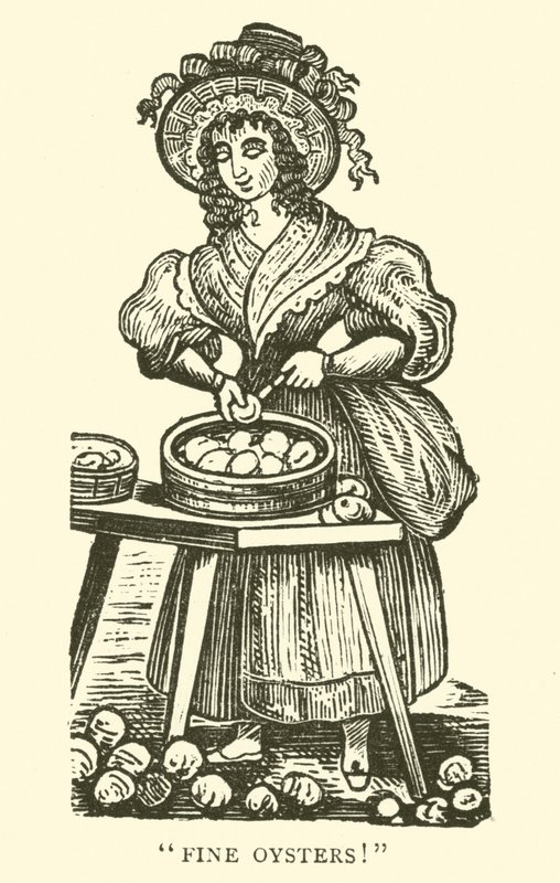 Vendedor de ostras (xilogravura) de English School