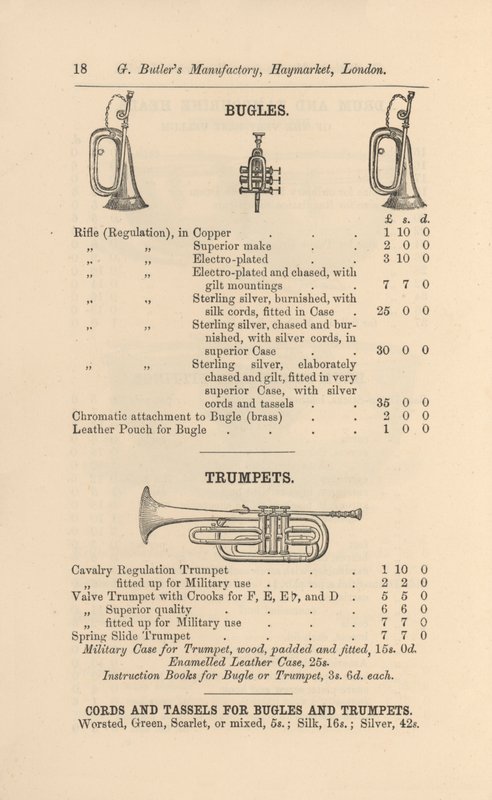 Página do Catálogo Ilustrado de Instrumentos Musicais de G Butler (gravura) de English School