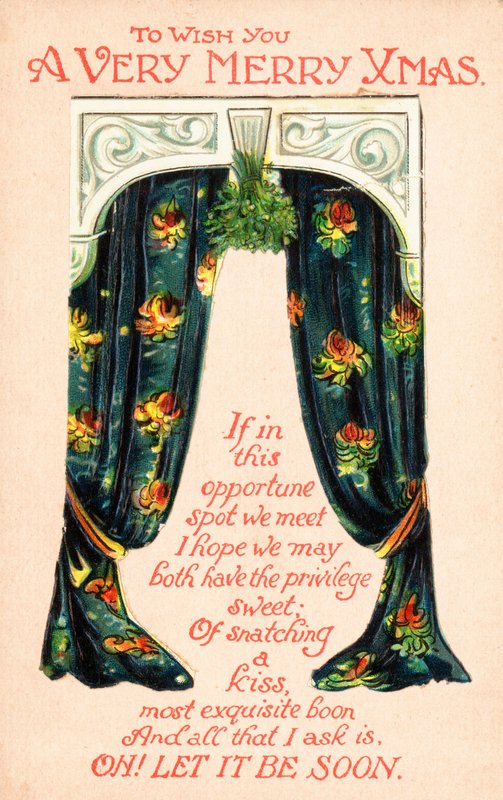 Par de cortinas, cartão de natal de English School