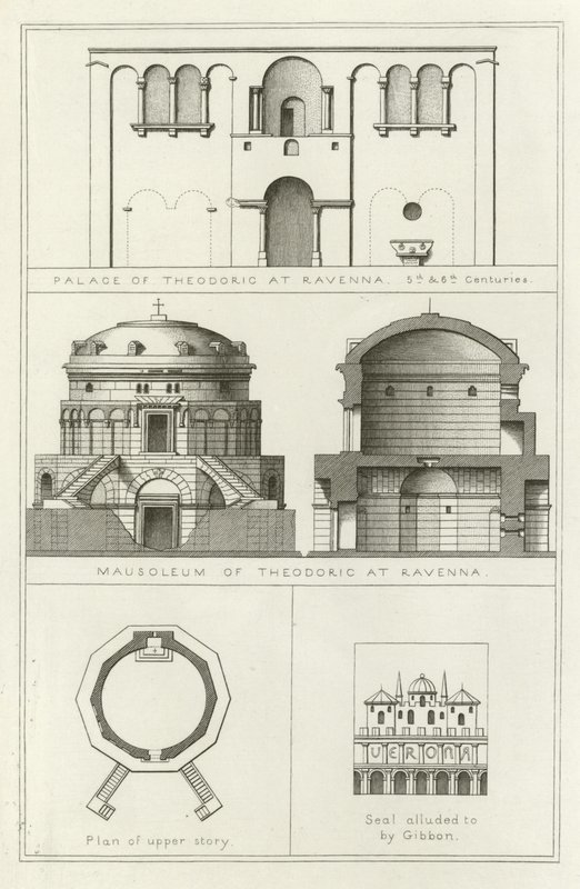 Palácio e mausoléu de Teodorico em Ravenna, Itália, 5º e 6º Séculos de English School