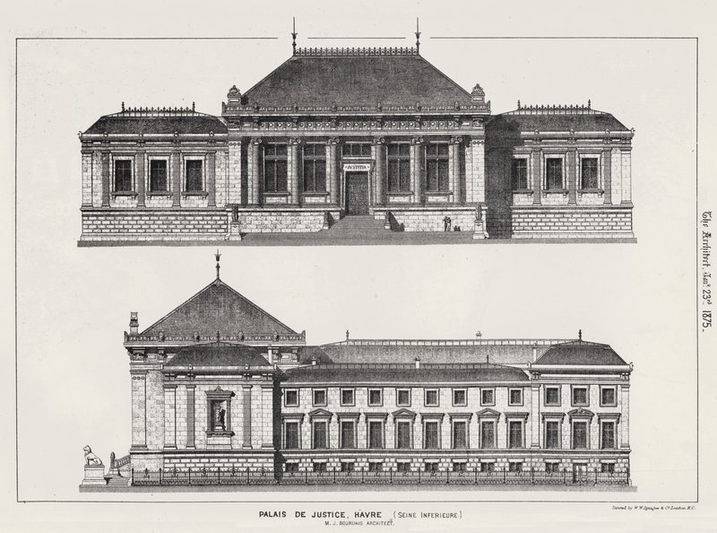 Palais De Justice, Havre, Seine Inferieure (gravura) de English School