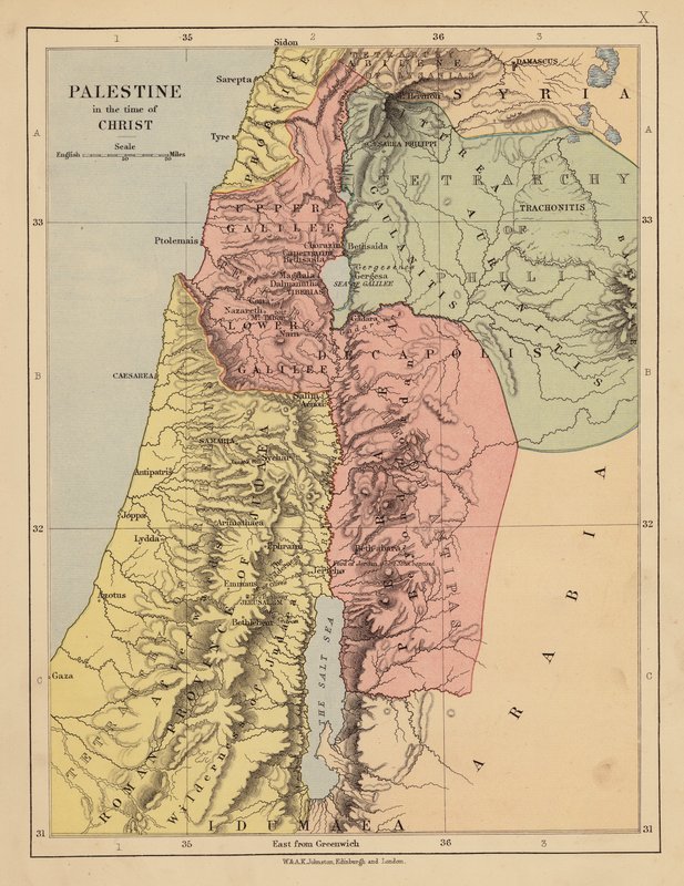 A Palestina no tempo de Cristo (litografia a cores) de English School