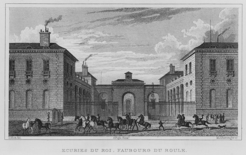 Paris, Ecuries Du Roi, Faubourg Du Roule (gravura) de English School