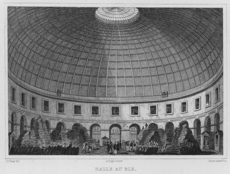 Paris, Halle Au Ble (gravura) de English School