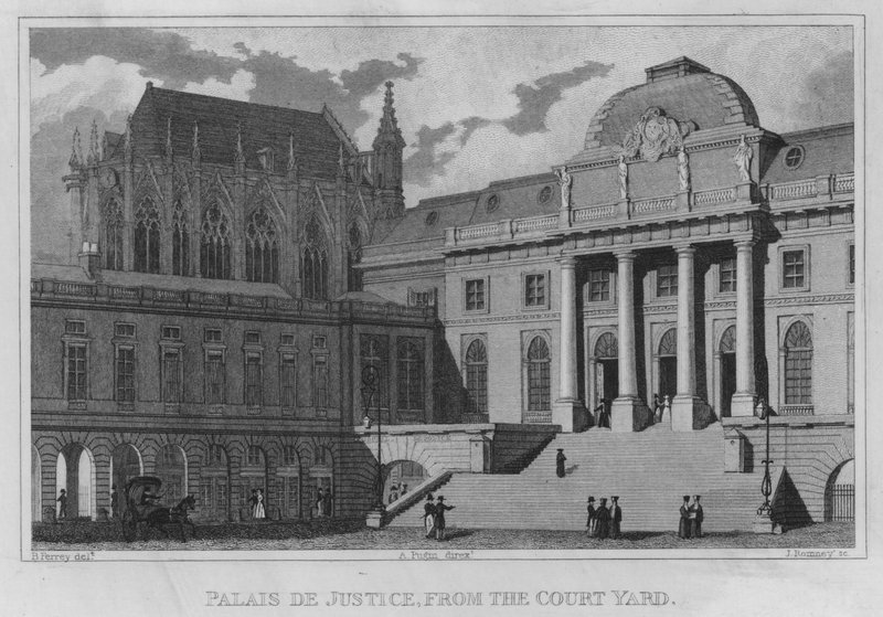 Paris, Palais De Justice, do Court Yard (gravura) de English School