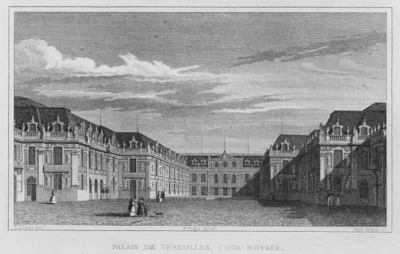 Paris, Palácio de Versalhes, Corte Real (gravura) de English School