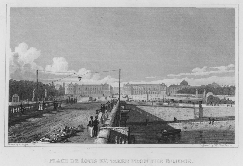 Paris, Place De Louis XV, tirada da Ponte (gravura) de English School