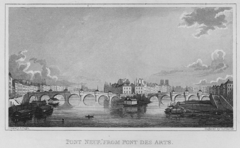 Paris, Pont Neuf, da Pont Des Arts (gravura) de English School