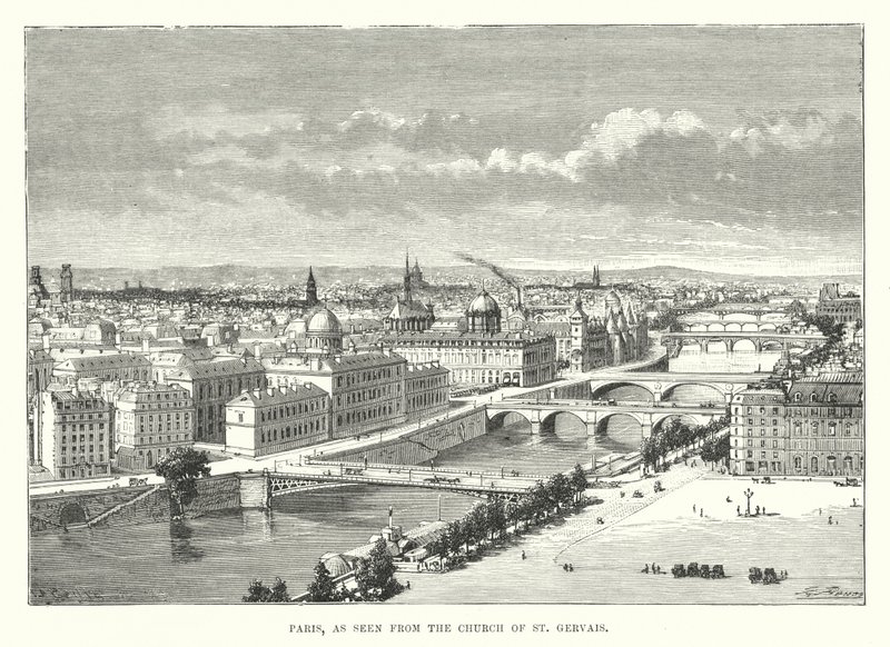 Paris, vista da Igreja de São Gervais (gravura) de English School