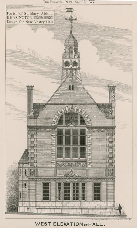 Paróquia de St. Mary Abbotts, Kensington, design para o novo Vestry Hall de English School
