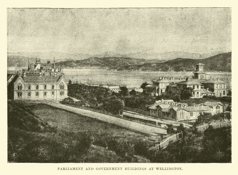 Parlamento e edifícios do governo em Wellington de English School