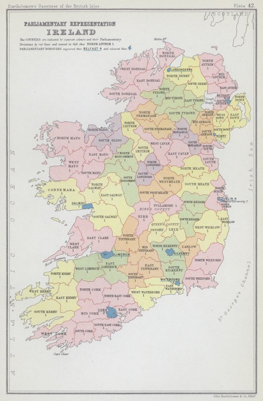 Representação parlamentar, Irlanda (litografia a cores) de English School