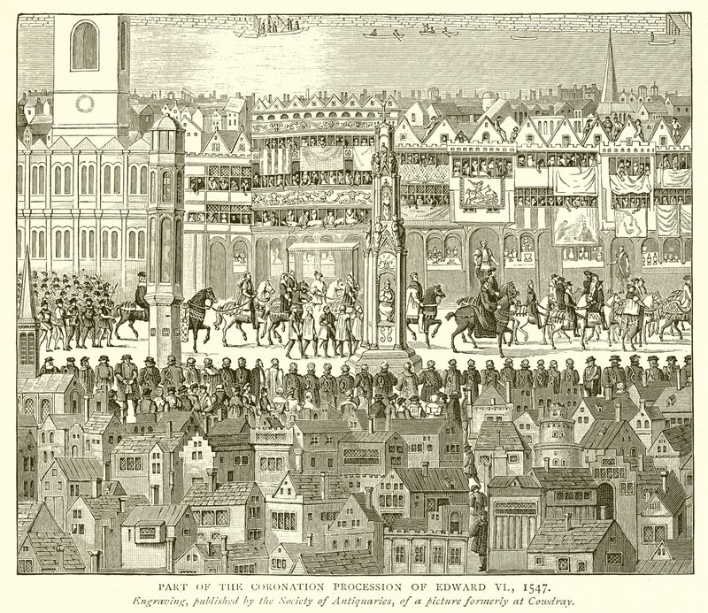 Parte da procissão de coroação de Edward VI, 1547 de English School