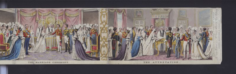 Parte do panorama do casamento da Rainha Vitória, c.1840 (aquatint colorido à mão) de English School