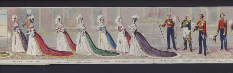 Parte do panorama do casamento da Rainha Vitória, c.1840 (aquatint colorido à mão) de English School