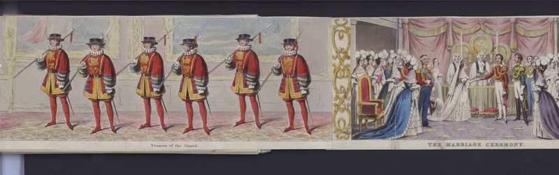 Parte do panorama do casamento da Rainha Vitória, c.1840 (aquatint colorido à mão) de English School