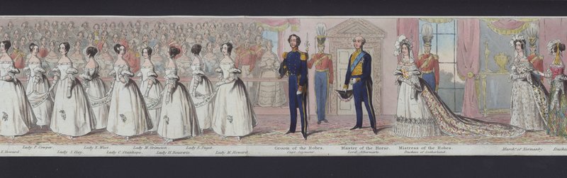 Parte do panorama do casamento da Rainha Vitória, c.1840 (aquatint colorido à mão) de English School