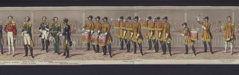 Parte do panorama do casamento da Rainha Vitória, c.1840 (aquatint colorido à mão) de English School