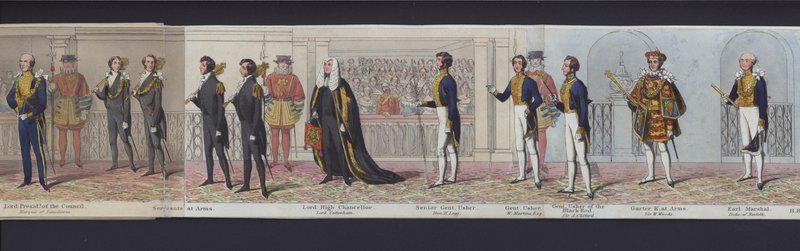 Parte do panorama do casamento da Rainha Vitória, c.1840 (aquatint colorido à mão) de English School