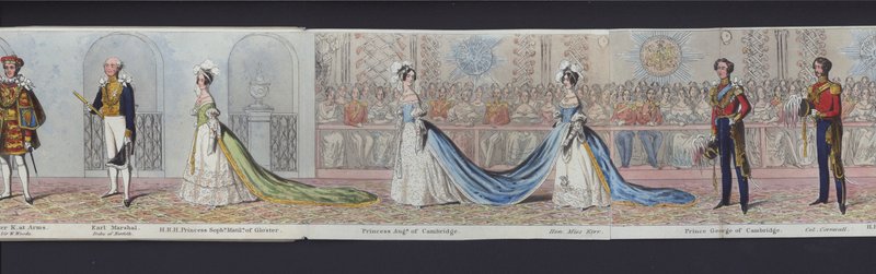 Parte do panorama do casamento da Rainha Vitória, c.1840 (aquatint colorido à mão) de English School