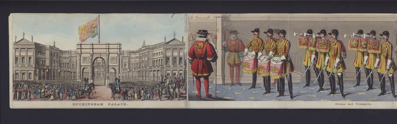 Parte do panorama do casamento da Rainha Vitória, c.1840 (aquatint colorido à mão) de English School