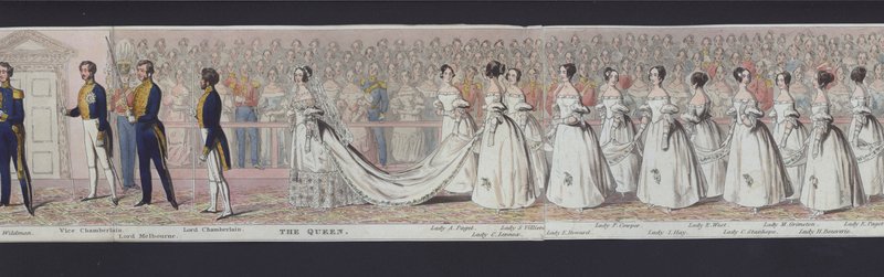 Parte do panorama do casamento da Rainha Vitória, c.1840 (aquatint colorido à mão) de English School