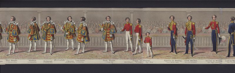 Parte do panorama do casamento da Rainha Vitória, c.1840 (aquatint colorido à mão) de English School