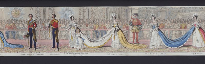 Parte do panorama do casamento da Rainha Vitória, c.1840 (aquatint colorido à mão) de English School