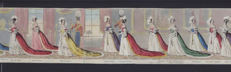 Parte do panorama do casamento da Rainha Vitória, c.1840 (aquatint colorido à mão) de English School