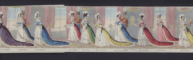 Parte do panorama do casamento da Rainha Vitória, c.1840 (aquatint colorido à mão) de English School