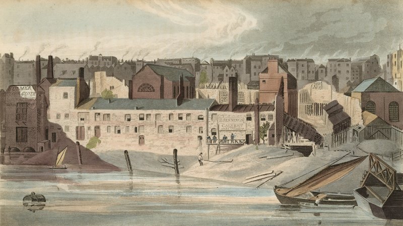 Parte das ruínas do Savoy em 1816 de English School