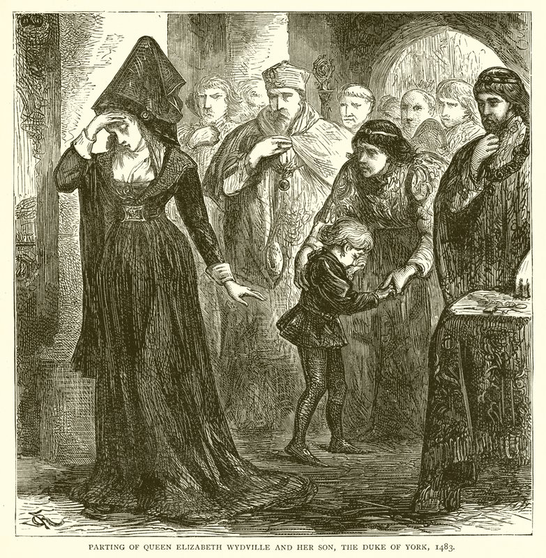 A despedida da rainha Elizabeth Wydville e seu filho, o duque de York, 1483 de English School