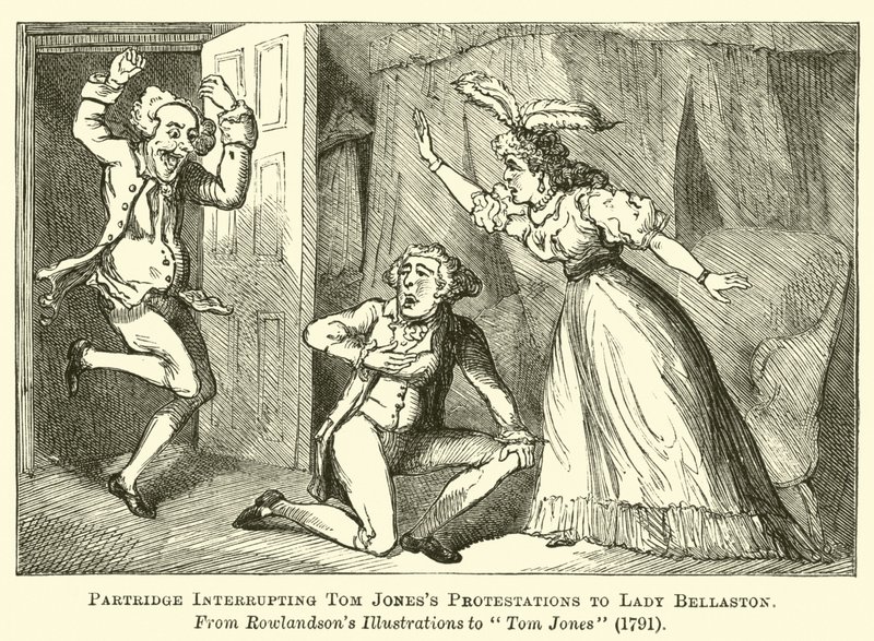 Perdiz interrompendo as protesto de Tom Joness a Lady Bellaston de English School