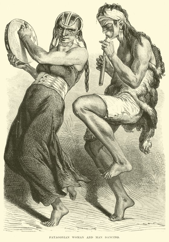 Mulher da Patagônia e homem dançando de English School