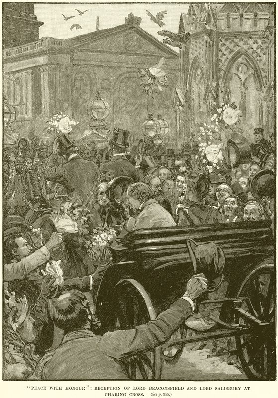 Paz com Honra: Recepção de Lord Beaconsfield e Lord Salisbury em Charing Cross de English School