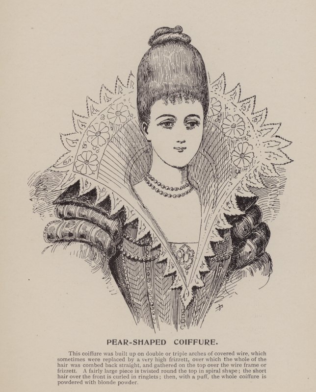 Penteado em forma de pera (gravura) de English School
