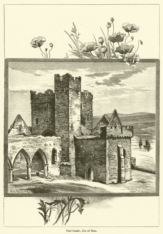 Castelo de Peel, Isle of Man (gravura) de English School
