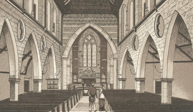 Igreja de Penarth, interior (lito) de English School