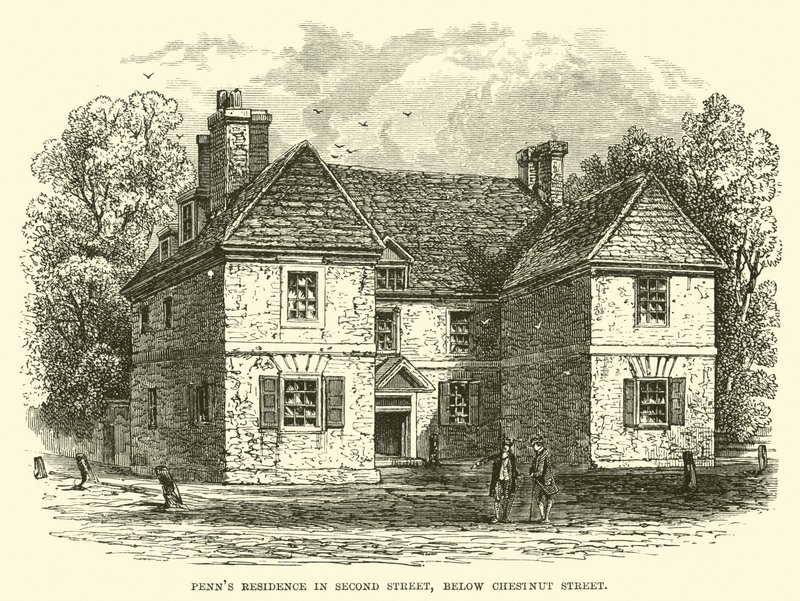 Penns Residence na Second Street, abaixo da Chestnut Street de English School