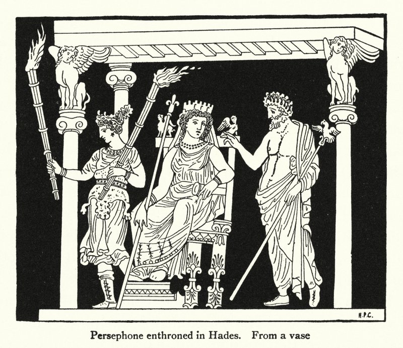 Persephone entronizado em Hades (litho) de English School