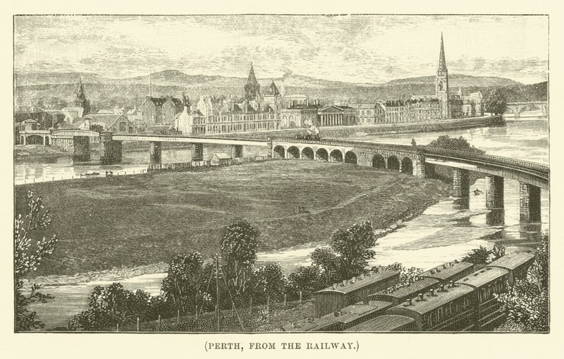 Perth, a partir da linha férrea (gravura) de English School