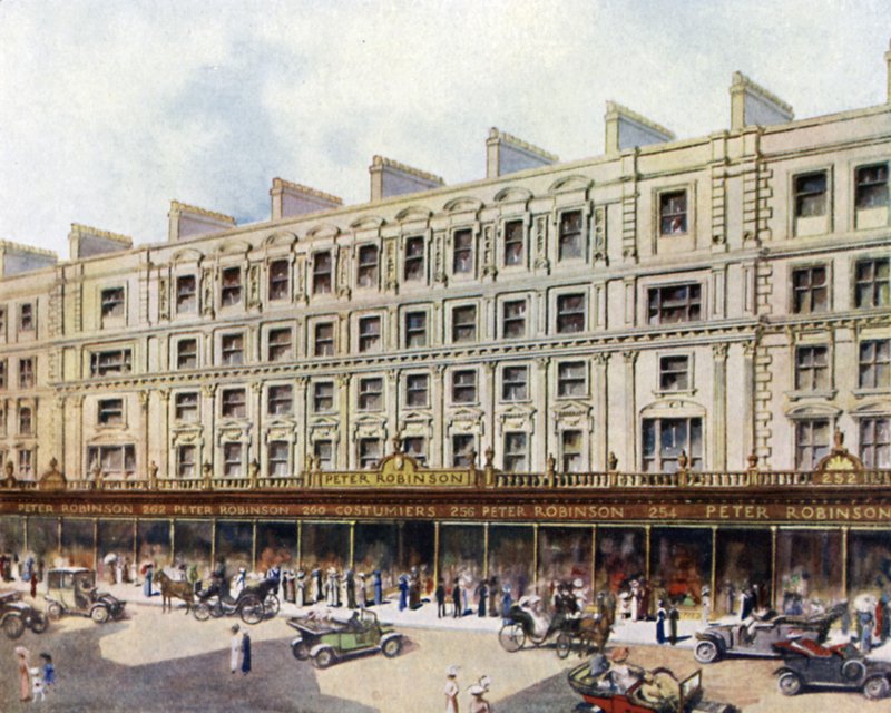 Instalações de Peter Robinson na Regent Street (cor litho) de English School