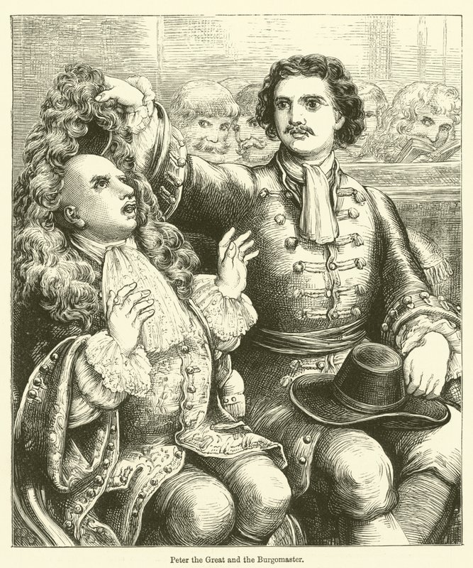 Pedro o Grande e o Burgomestre (gravura) de English School