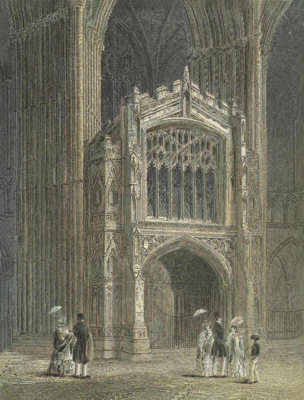 Catedral de Peterborough, vista do alpendre, West End de English School